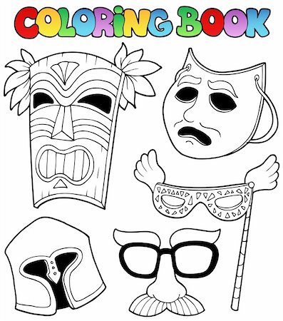 simsearch:400-04343827,k - Coloring book with different masks - vector illustration. Stock Photo - Budget Royalty-Free & Subscription, Code: 400-05377349