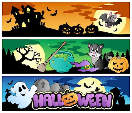 Halloween banners set 4 - vector illustration. Foto de stock - Super Valor sin royalties y Suscripción, Código: 400-05377372