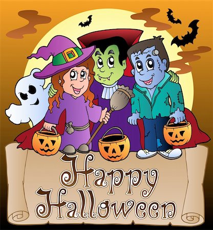 simsearch:400-04407834,k - Theme with Happy Halloween banner 3 - vector illustration. Photographie de stock - Aubaine LD & Abonnement, Code: 400-05377385