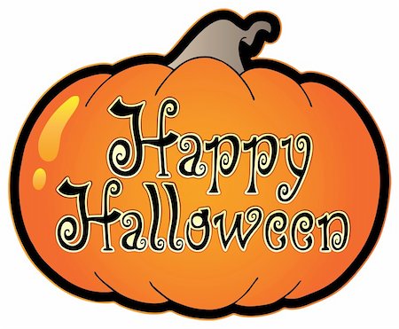 simsearch:400-04236863,k - Pumpkin with Happy Halloween sign - vector illustration. Stock Photo - Budget Royalty-Free & Subscription, Code: 400-05377380