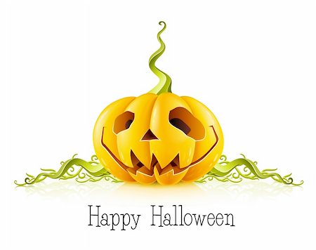 sinister smile - pumpkin for halloween on white background vector illustration Stock Photo - Budget Royalty-Free & Subscription, Code: 400-05377521