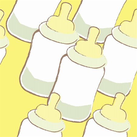 drawn baby - A seamless pattern of baby bottles in yellow. Stock Photo - Budget Royalty-Free & Subscription, Code: 400-05377530