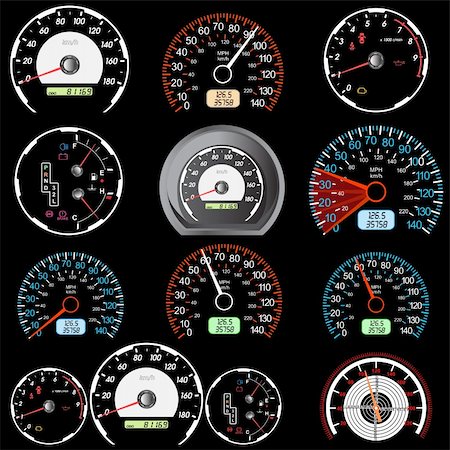 simsearch:400-08134279,k - Set of car speedometers for racing design. Foto de stock - Super Valor sin royalties y Suscripción, Código: 400-05378426