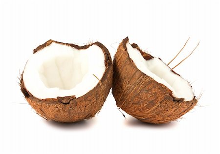 Two halves of coconut isolated on white background Stock Photo - Budget Royalty-Free & Subscription, Code: 400-05378654