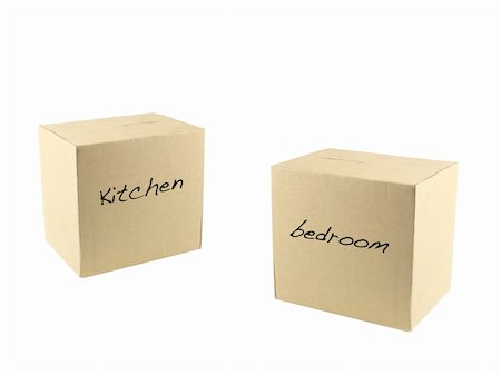 simsearch:400-05708252,k - Cardboard boxes isolated against a white background Stock Photo - Budget Royalty-Free & Subscription, Code: 400-05379137