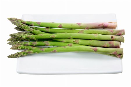 Asparagus on Plate with White Background Stock Photo - Budget Royalty-Free & Subscription, Code: 400-05370182