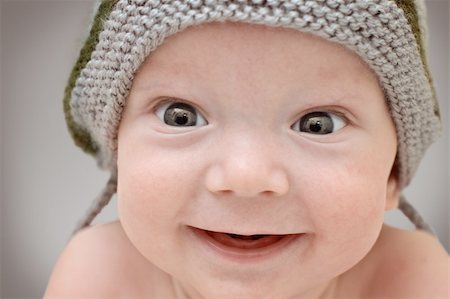 Baby boy in Knitted handmade hat Stock Photo - Budget Royalty-Free & Subscription, Code: 400-05370261