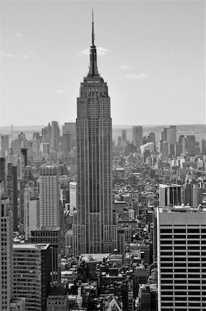 photographs black and white of famous buildings - The Empire State Building, shot from the Top of The Rock Stock Photo - Budget Royalty-Free & Subscription, Code: 400-05370402