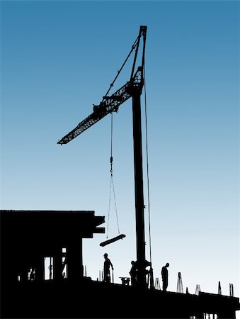 Construction site with crane and workers.Set concrete and formwork Foto de stock - Super Valor sin royalties y Suscripción, Código: 400-05370566