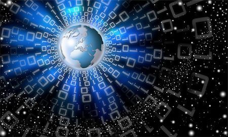Space technology with astral globe, stars and binary code Stock Photo - Budget Royalty-Free & Subscription, Code: 400-05370804
