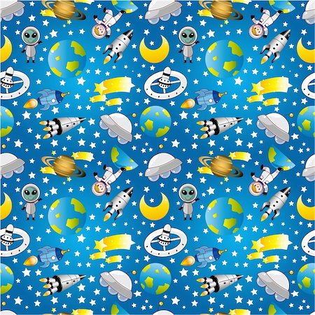 elements space cartoon - seamless space pattern Stock Photo - Budget Royalty-Free & Subscription, Code: 400-05370800