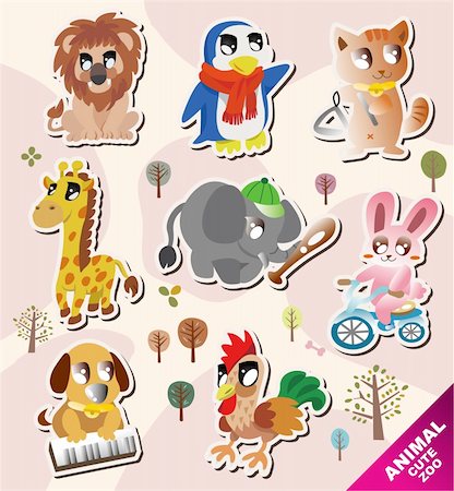 cartoon animal icons Stock Photo - Budget Royalty-Free & Subscription, Code: 400-05370802