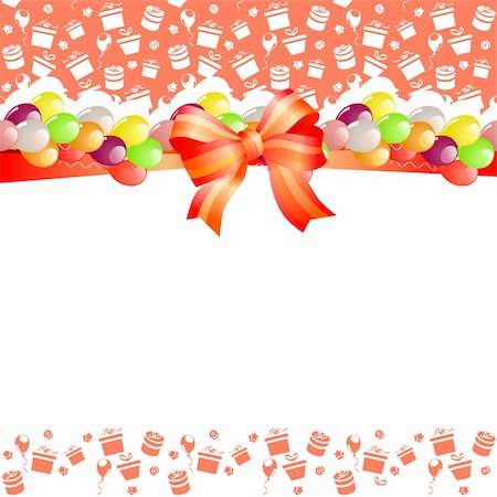 Birthday greeting card with balloons and red bow Foto de stock - Super Valor sin royalties y Suscripción, Código: 400-05371006