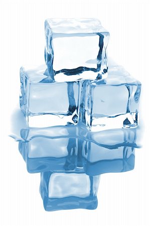 fresh glass of ice water - Three ice cubes with water isolated on white background Stock Photo - Budget Royalty-Free & Subscription, Code: 400-05371363