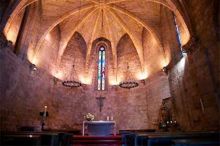 simsearch:400-06201865,k - ancient public church of Pals village at Girona Catalonia Spain Fotografie stock - Microstock e Abbonamento, Codice: 400-05371450