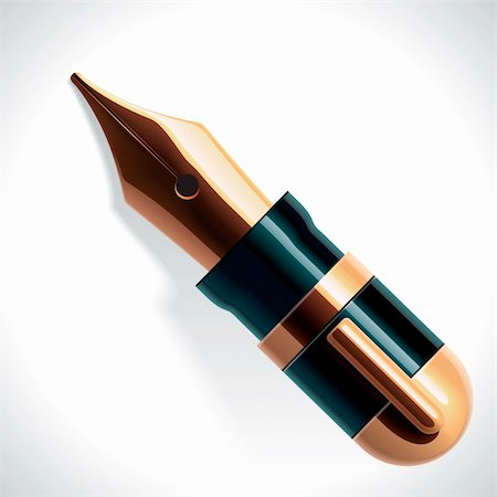 simsearch:400-07219362,k - Detailed icon representing golden fountain pen on white background Foto de stock - Super Valor sin royalties y Suscripción, Código: 400-05371467