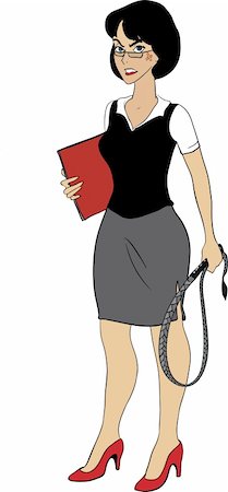 Very strict business woman in black suit with document case and whip Stock Photo - Budget Royalty-Free & Subscription, Code: 400-05371751