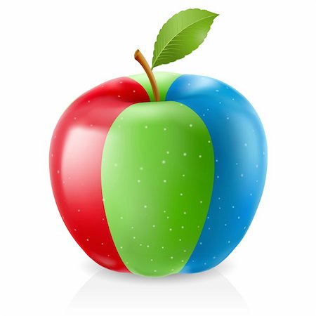 Delicious RGB apple. Illustration on white background Stock Photo - Budget Royalty-Free & Subscription, Code: 400-05371847