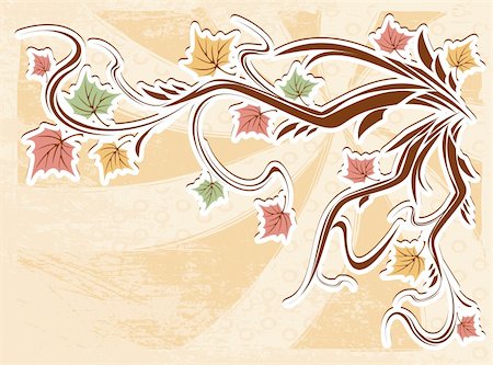 simsearch:400-07675553,k - vector vintage autumn background with leaves and a greeting card Stock Photo - Budget Royalty-Free & Subscription, Code: 400-05371875