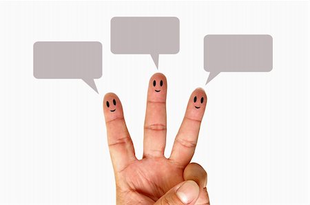 phanlop88 (artist) - Finger smileys with speech bubbles Fotografie stock - Microstock e Abbonamento, Codice: 400-05371889