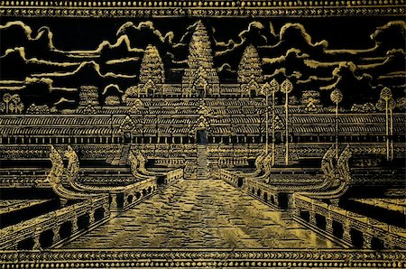 painted image of angkor wat in cambodia Foto de stock - Super Valor sin royalties y Suscripción, Código: 400-05371980