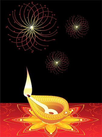divine lamp light - abstract diwali concept vector illustration Stock Photo - Budget Royalty-Free & Subscription, Code: 400-05371995