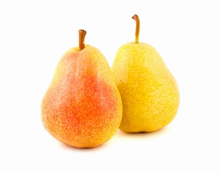 simsearch:400-04901021,k - Two ripe pears isolated on white background Foto de stock - Super Valor sin royalties y Suscripción, Código: 400-05373056