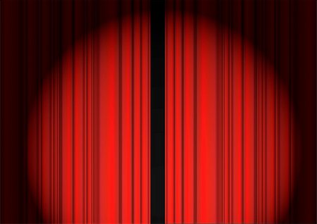 Closed Red Theater Curtain With Lightbeam Stock Photo - Budget Royalty-Free & Subscription, Code: 400-05373269