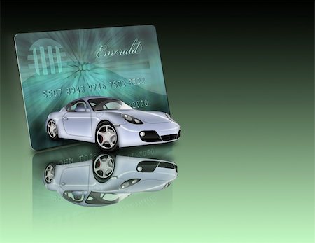 simsearch:673-02142088,k - Credit Card and car with reflections Not an actual credit card and car not a photograph Stock Photo - Budget Royalty-Free & Subscription, Code: 400-05373767