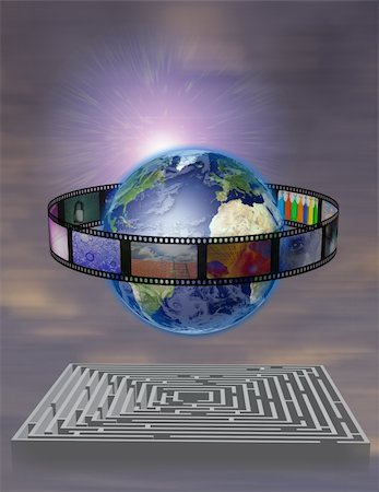 World Film with Maze Stock Photo - Budget Royalty-Free & Subscription, Code: 400-05373777