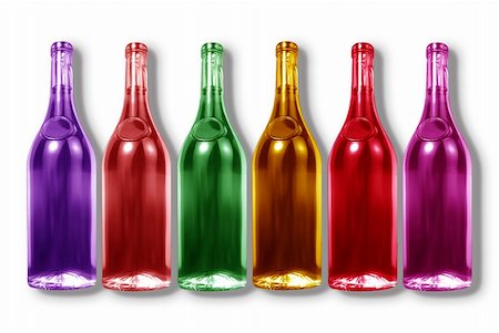 Color bottles isolated on a white color makes it stand out. Stock Photo - Budget Royalty-Free & Subscription, Code: 400-05384093