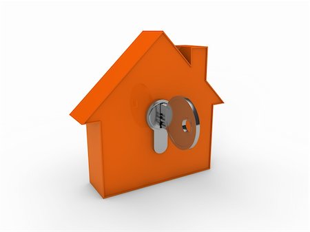 simsearch:400-07061230,k - 3d house key orange home estate security Photographie de stock - Aubaine LD & Abonnement, Code: 400-05384147