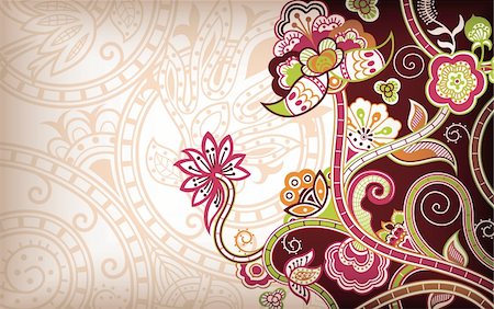 Illustration of abstract floral background in asia style. Foto de stock - Super Valor sin royalties y Suscripción, Código: 400-05384178