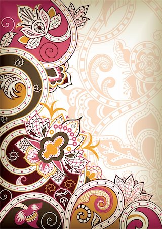Illustration of abstract floral background in asia style. Foto de stock - Super Valor sin royalties y Suscripción, Código: 400-05384183