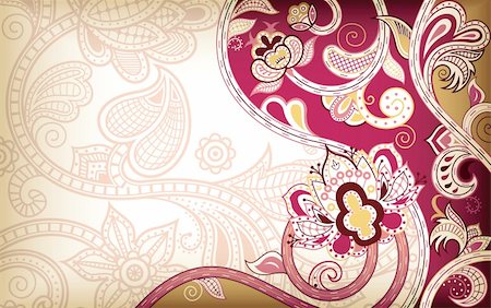 Illustration of abstract floral background in asia style. Foto de stock - Super Valor sin royalties y Suscripción, Código: 400-05384197