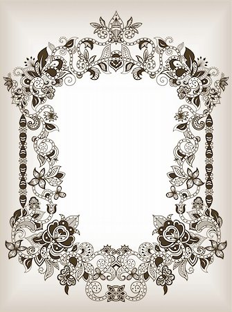 simsearch:400-05374534,k - Illustration of abstract floral frame background in asia style. Stock Photo - Budget Royalty-Free & Subscription, Code: 400-05384200