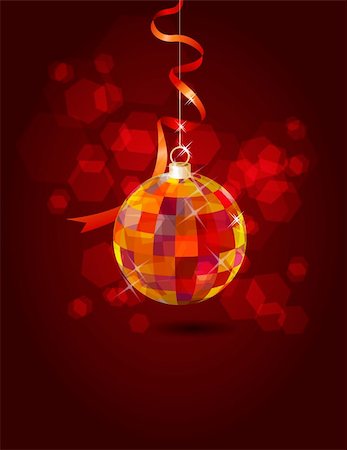 Hanging mirror ball on dark festive background Stock Photo - Budget Royalty-Free & Subscription, Code: 400-05384323