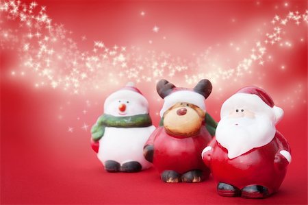 simsearch:400-05681859,k - santa, Rudolph and Snowman Christmas ornaments Stock Photo - Budget Royalty-Free & Subscription, Code: 400-05384725