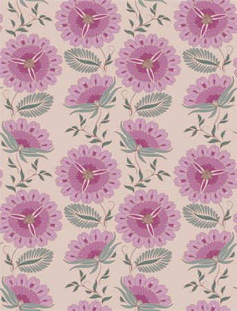 flower green color design wallpaper - Flowers on a beige background. Floral design, in vintage style. Seamless pattern. Stock Photo - Budget Royalty-Free & Subscription, Code: 400-05384980