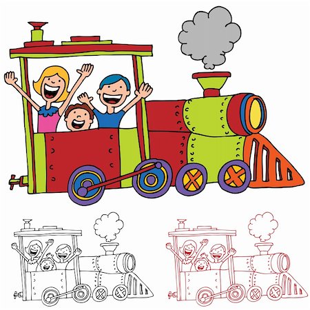 simsearch:400-08014032,k - An image of children riding on a train. Foto de stock - Super Valor sin royalties y Suscripción, Código: 400-05385041