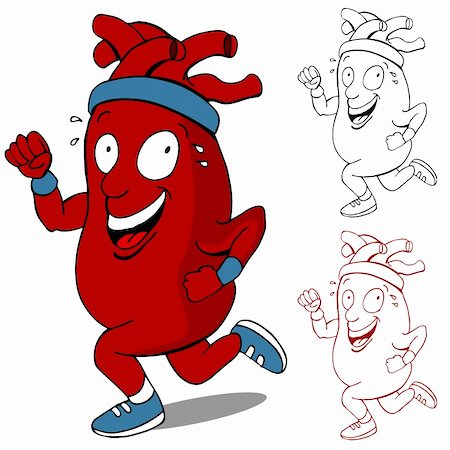 An image of a healthy heart running cartoon character. Foto de stock - Super Valor sin royalties y Suscripción, Código: 400-05385149