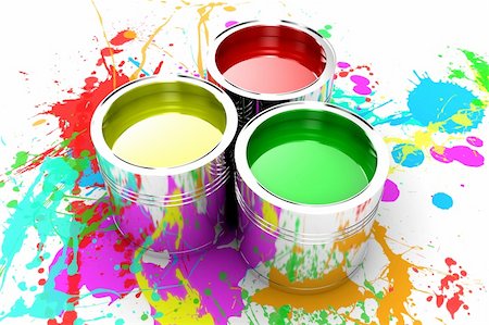 Banks with a paint of different colours are collected together Stock Photo - Budget Royalty-Free & Subscription, Code: 400-05385761