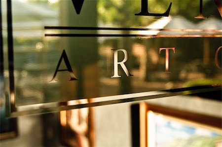 Sign "art" on the art gallery window Stock Photo - Budget Royalty-Free & Subscription, Code: 400-05385857