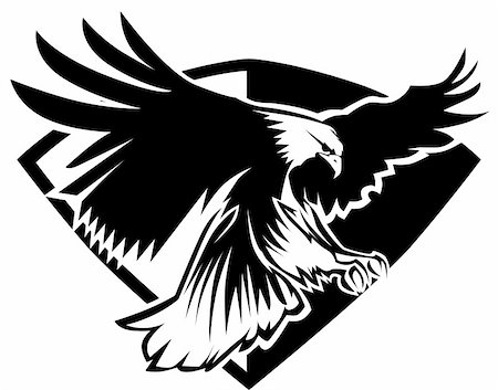 Graphic Mascot Image of a Flying Eagle over a badge template Stock Photo - Budget Royalty-Free & Subscription, Code: 400-05386025
