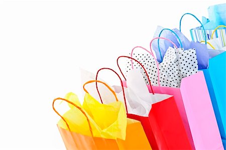 Many colorful shopping bags on white background Stock Photo - Budget Royalty-Free & Subscription, Code: 400-05386102