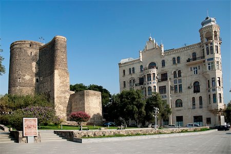 central baku azerbaijan with maidens tower landmark Stock Photo - Budget Royalty-Free & Subscription, Code: 400-05386220