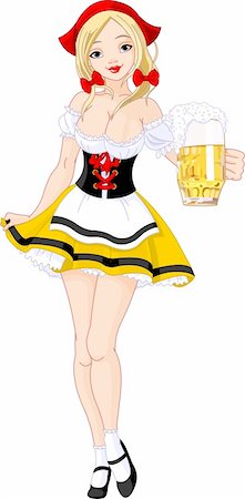 dazdraperma (artist) - Oktoberfest Illustration of cute German girl serving beer Foto de stock - Super Valor sin royalties y Suscripción, Código: 400-05386325