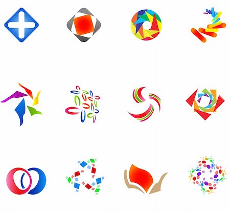 12 different colorful vector symbols: (set 14) Stock Photo - Budget Royalty-Free & Subscription, Code: 400-05386494