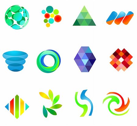 12 different colorful vector symbols: (set 18) Stock Photo - Budget Royalty-Free & Subscription, Code: 400-05386498