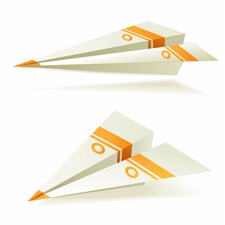 Origami planes with orange stripes Stock Photo - Budget Royalty-Free & Subscription, Code: 400-05386569